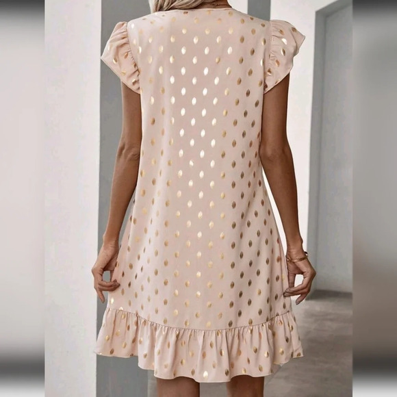 Women's Full Print Ruffle Sleeve Dress - Picture 2 of 5